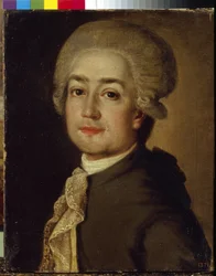 Portret kompozytora Fiodora Makarowa (1756-1821) (Portret kompozytora Fiodora Fiodorowicza Makarowa). Malarstwo anonimowe, olej na płótnie, ok. 1780 r. Sztuka rosyjska