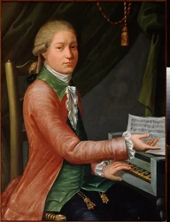 Portret kompozytora Yevstigneya Fomina (1761-1800). Obraz rosyjskiego mistrza, olej na płótnie, ok. 1780 r. Sztuka rosyjska