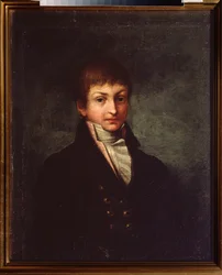 Portret poety Konstantina N. Batyushkowa (Constantin Batyushkov) (1787-1855). Obraz rosyjskiego mistrza, olej na płótnie, ok. 1800 r. Sztuka rosyjska