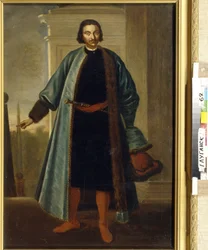 Portret księcia Anikity Iwanowicza Repnina (1668-1726). (Portret księcia A. I. Repnina). Rosyjski żołnierz i polityk, który wyróżnił się podczas Wielkiej Wojny Północnej (1700-1721), następnie służył jako gubernator Inflant, bliski i żarliwy