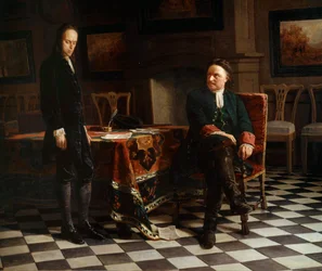 Portret Piotra I Wielkiego (1672-1725), cara rosyjskiego i jego syna Aleksy (1690-1718) Malarstwo szkoły rosyjskiej
