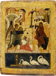 Ikona rosyjska: Zwiastowanie. Tempera na desce, połowa XVI w., Muzeum Historii i Sztuki, Suzdal