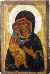 Ikona rosyjska: Dziewica Włodzimierza. Tempera na desce, I poł. XV w., Muzeum Historii i Sztuki, Suzdal