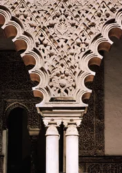 Fragment jednego z wielopłatowych łuków z Patio de las Doncellas (tynk)