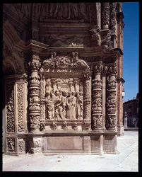 Widok fasady katedry St Mary, Astorga, Hiszpania (Widok fasady katedry St Mary, Astorga, Hiszpania)