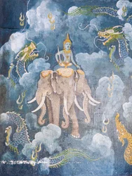 Fresk przedstawiający scenę z życia Buddy, świątynia Wat Phra That Doi Suthep (fresk)