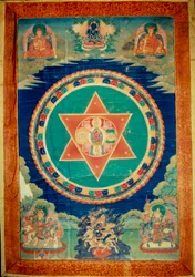 Mandala de vajravarami tańcząca bogini (w środku) jej nazwa oznacza „”adamantine laie”””. Tybet