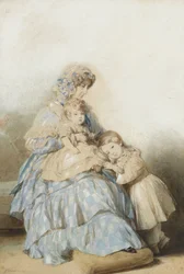 Królowa Maria Amalia z Francji, z dziećmi księcia Ludwika, księcia Nemours, 1845