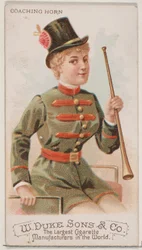 Róg trenerski z serii Musical Instruments N82 do papierosów marki Duke, 1888., 1888.