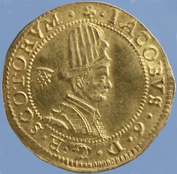 4-funtowy szkocki (kapelusz) Jakuba VI, mennica edynburska, 1591 (awers) (złoto) (odwrotność patrz 244626)