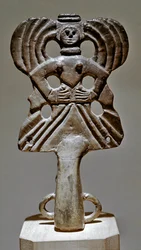 Art Scythian (cywilizacja scytyjska lub Scytia): ozdoba czołgu z brązu z Ukrainy, V-III wiek p.n.e. Sankt Petersburg, Ermitaż