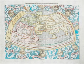 Ptolemejska mapa świata z 1550 r. autorstwa Sebastiana Münstera