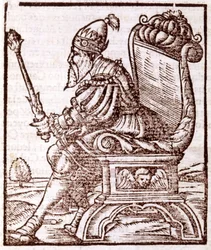 Qubilai (Kubilai Khan, pierwszy cesarz mongolskiej dynastii Yuan (1215-1294) - w „Kosmosografii” S. Munstera. Paryż
