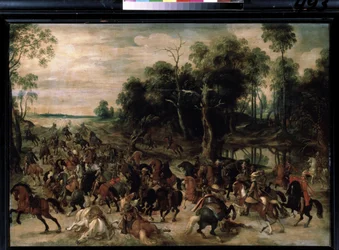 Atak kawalerii, ok. 1615 (olej na drewnie)