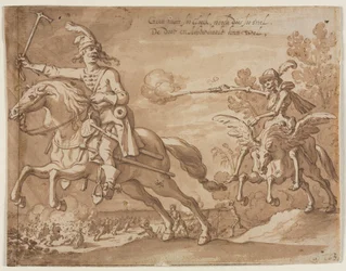 Śmierć na koniu w pogoni za latającym rycerzem, 1631.