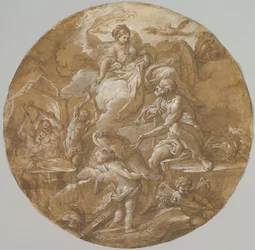 Wenus w kuźni Vulcan recto, Szkice z dwoma Putti verso, ca. 1716-18.
