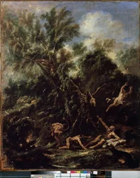 Kuszenie św. Antoniego (Kuszenie św. Antoniego). Malarstwo Sebastiano Ricciego (1659-1734)