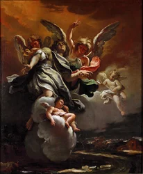 Apoteoza św. Sebastiana, obraz Sebastiana Ricciego (1659-1734), 1694, wymiary 78,5 x 63,5 cm, Mediolan, Civiche Raccolte del Castello Sforzesco