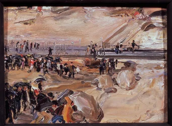 Spacer po San Remo (Włochy). Praca Semyona Gavrilovicha Nikiforova (1877-1912), olej na tekturze
