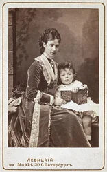 Cesarzowa Maria Fiodorowna Dagmar Danii 1847-1928 z synem Mikołajem Aleksandrowiczem z Rosji,