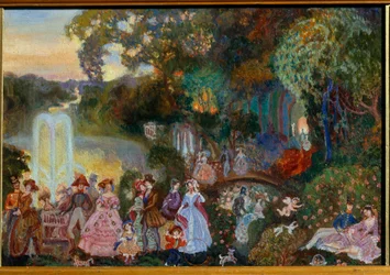 Uroczystości publiczne. Obraz Siergieja Juriewicza Sudeykina (Serge Soudeikine) (1882-1946), olej na płótnie