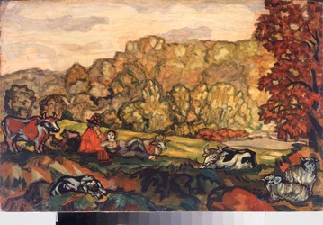 Scena pasterska - Obraz Siergieja Juriewicza Sudeykina (Serge Soudeikine) (1882-1946), olej na płótnie, sztuka rosyjska początku XX wieku - Państwowa Galeria Sztuki Primorsk, Władywostok (Rosja)