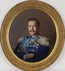 Aleksandr III - Portret cesarza Aleksandra III (1845-1894) - Peinture de Sergei Konstantinovich Zaryanko (1818-1870), ca 1865 - Olej na płótnie, 78x71 - Kolekcja prywatna