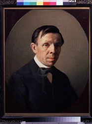 Portret artysty Sergey (Sergei, Serguei) Konstantinovich Zaryanko (Zarianko) (1818-1870) (Portret artysty Sergey K. Zaryanko) Obraz Aleksieja Michajłowicza Kolesowa (1834-1902), olej na płótnie. Sztuka rosyjska, portret XIX wiek. Państwo Tretiakow