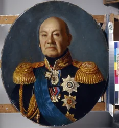 Portrait du comte Arseny Andreyevich Zakrevsky (Arseni Andreyevich Zakrevski) (1783-1865). Peinture de Sergey (Sergei, Serguei) Konstantinovich Zaryanko (Zarianko) (1818-1870), huile sur toile, apres 1848. Art russe 19e siecle, klasycyzm. Stan przeciwko Su