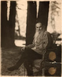 Rosyjski pisarz Lew Tołstoj, Jasna Polana, niedaleko Tuły, Rosja, 1908