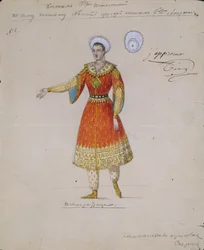 Projekt kostiumu do baletu Carina Syuyumbeki autorstwa A. Blanche, 1832