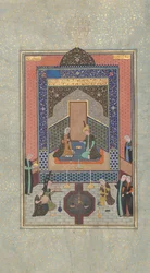 Bahram Gur w Mrocznym Pałacu w sobotę, Folio 207 z Khamsa..., AH 931 AD. 1524-25