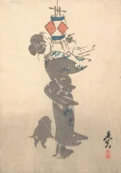 Zapalenie wiszącej latarni na Festiwal Obon, 1860., 1860.