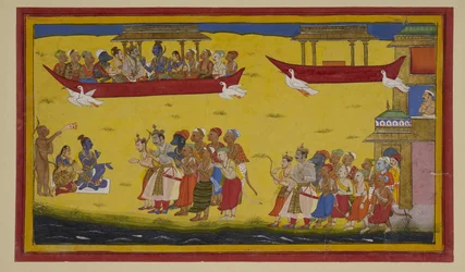 Vibhīṣaṇa dołącza do powrotu Rāmy do Ayodhyā w Puṣpaka