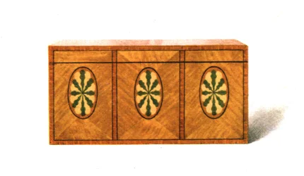 Inkrustowany satynowy pojemnik na herbatę, 1908.