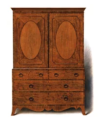 Prasa do ubrań Mahogany i Satinwood, 1908.
