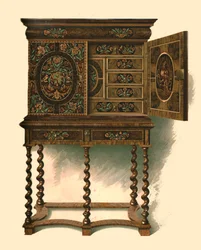 Szafka z orzecha intarsjowana, 1905