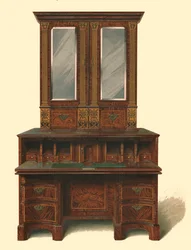 Szafka do pisania inkrustowana orzechem, 1905