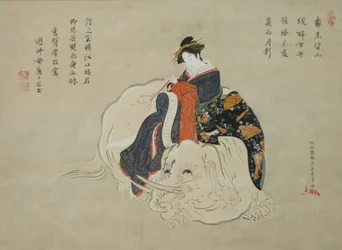 Kōrute-san f Eguchi Eguchi no Kimi, Szczypanie: 1770-80, Inskrypcja: 1820-1830.