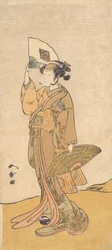 Nakamura Matsue II jako kobieta stojąca na wzgórzu, 1773.