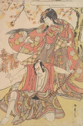 Segawa Kikunojo III jako kobieta stojąca jesienią pod klonem, ok. godz. 1778., ca. 1778.