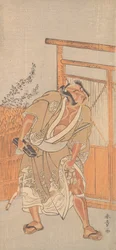 Aktor 2. Nakamura Sukegoro jako mężczyzna niosący skrzynkę na listy z czarnego lakieru 1774.