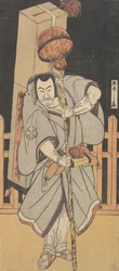 Pierwszy Nakamura Nakazo jako Rokuju Rokubu STOJĄCY w walce, 1780 r.
