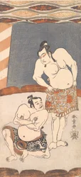 Drugi Ichikawa Yaozo jako zapaśnik stojący na arenie, 1770.