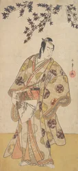 Trzeci Ichikawa Yaozo jako Daimyo stojący pod klonem, ca. 1783.