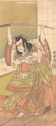 Trzeci Otani Hiroji jako Daimyo stojący na Engawie, ca. 1771.
