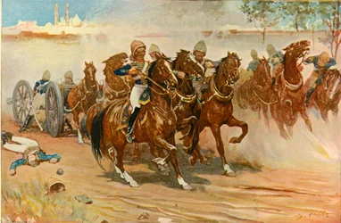 Porucznik Roberts ratuje swoją baterię pod murami Delhi, 1901.