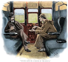 Przygoda Srebrnego Płomienia, Holmes i Watson w pociągu