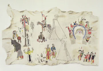Taniec słońca Shoshone i kult pejotlowy (pigment na skórze jelenia)