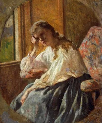 Studium postaci kobiecej, Silvestro Lega (1826-1895), Fragment tryptyku